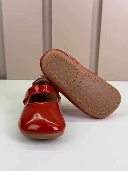 Sapatinho Bebê Dolly Couro Verniz Vermelho - Tip Toey Joey