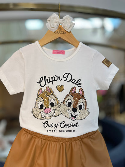 Saia Infantil Couro Tech Caramelo - Momi