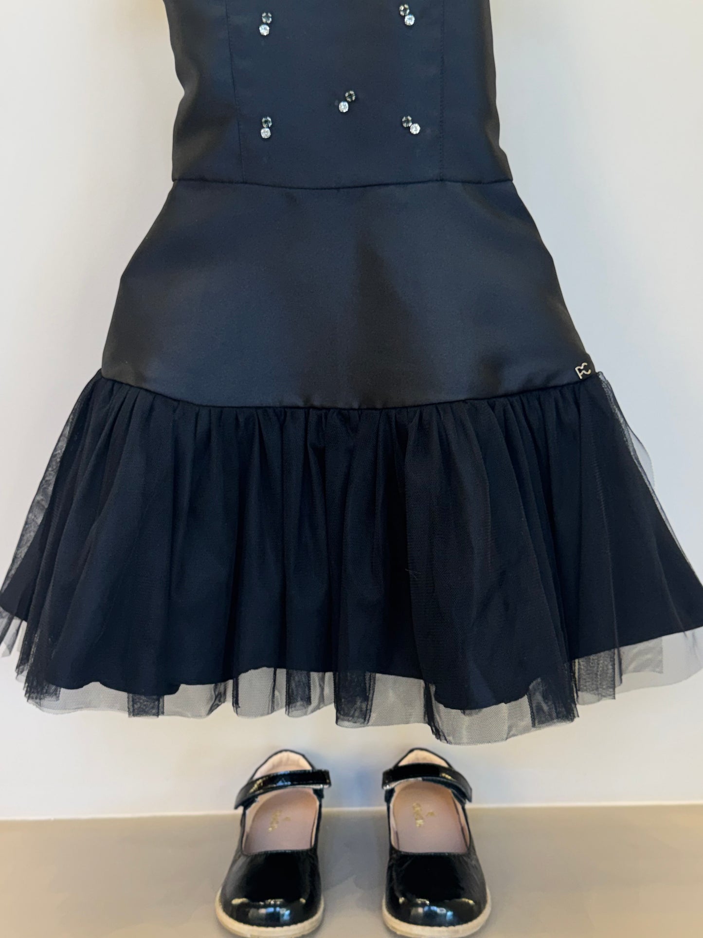 Vestido Infantil Zibeline com Tule e Strass - Petit Cherie
