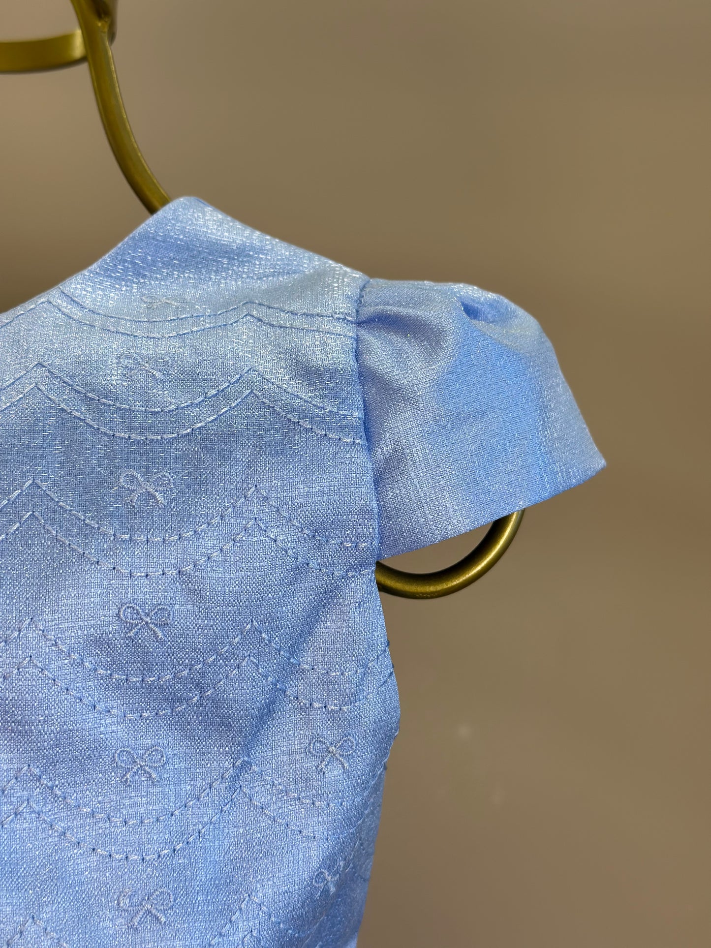 Vestido Infantil Festa Busto Bordado Lacinho Azul Claro - Petit Cherie