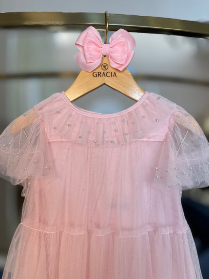 Vestido Infantil Trapézio Ballerine Pérolas - Petit Cherie