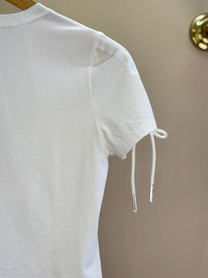 Camiseta Teen Baby Look Ursinho Amarração Mangas Off White - Two In