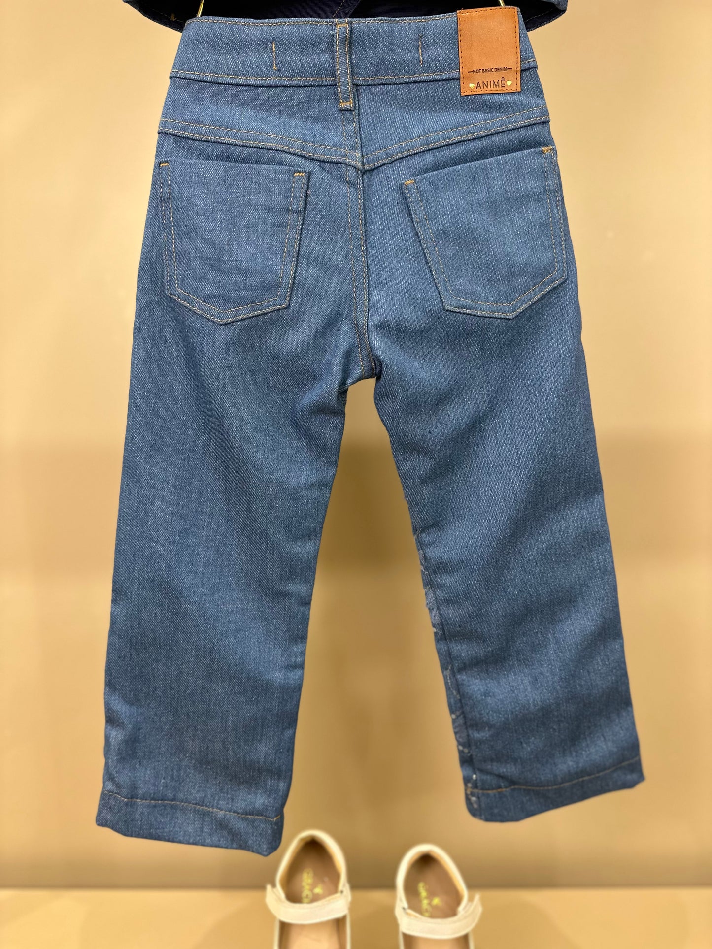 Conjunto Infantil Colete e Calça Jeans Bordada Tule Flores - Animê