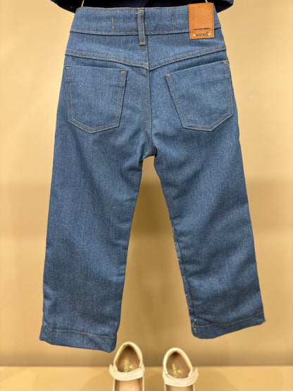 Conjunto Infantil Colete e Calça Jeans Bordada Tule Flores - Animê