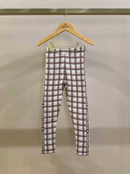Legging Infantil Tricot Xadrez Marrom Marroque - Pituchinhus