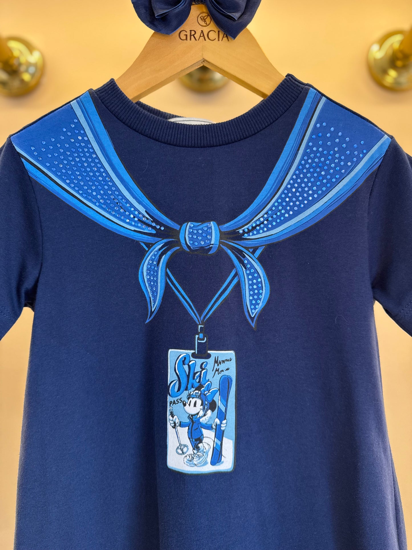 Vestido Infantil Lenço Minnie Ski Marinho - Animê
