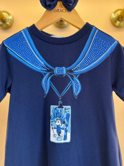 Vestido Infantil Lenço Minnie Ski Marinho - Animê
