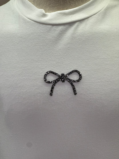 Conjunto Infantil Trio Blusa Lacinho, Casaqueto e Calça Alfaiataria Listrada Strass Rosé - Petit Cherie