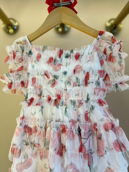 Vestido Infantil Rodado Tule Cerejinha - Luluzinha