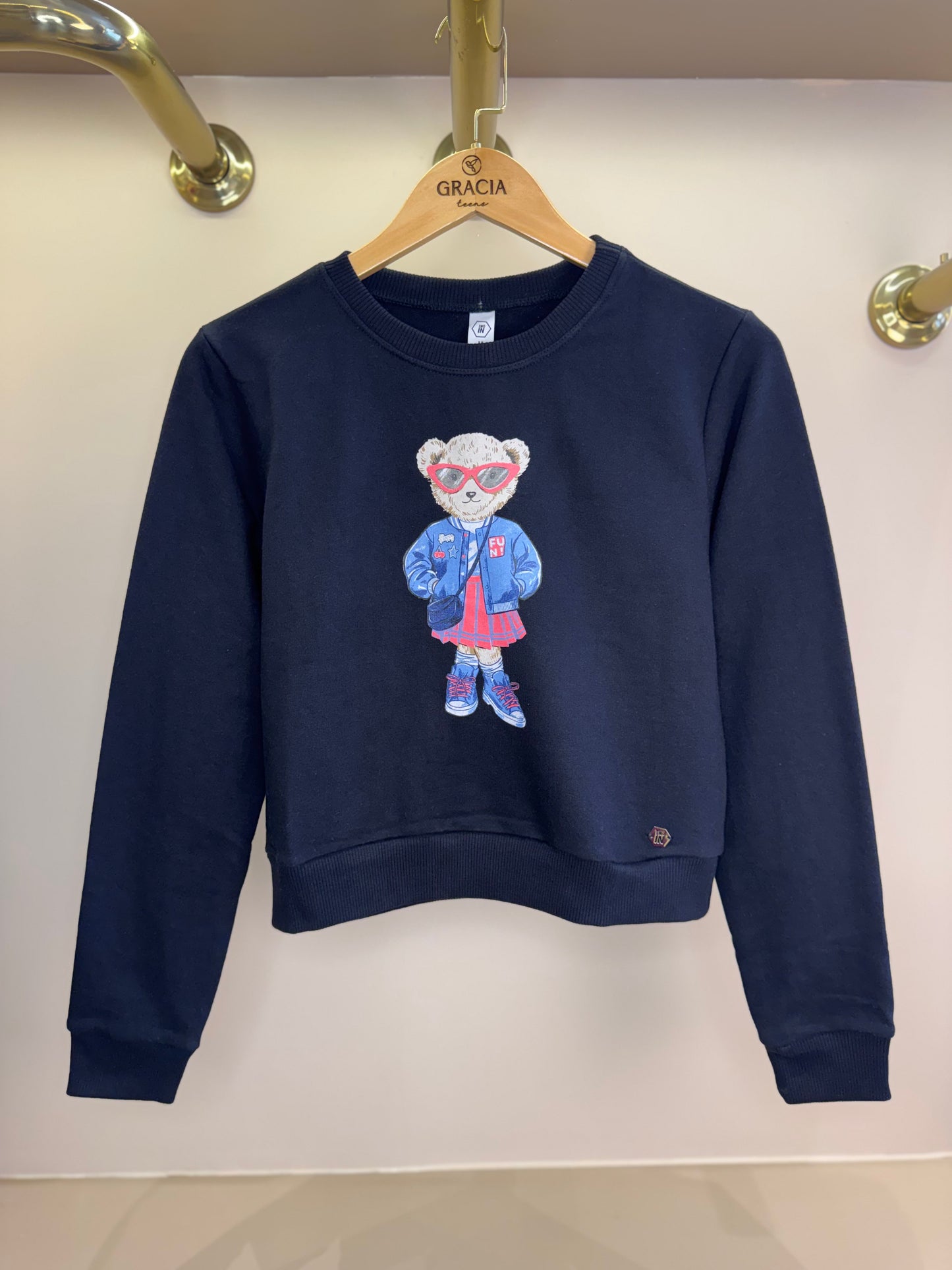 Blusa Moletom Teen Ursinha College Preto - Two In