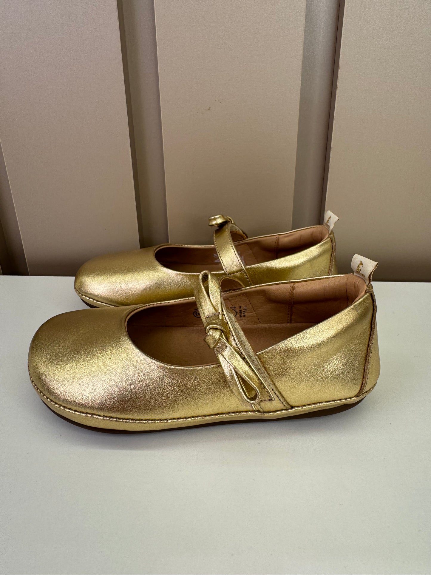 Sapatilha Infantil Couro Brigitte Metal Gold - Tip Toey Joey