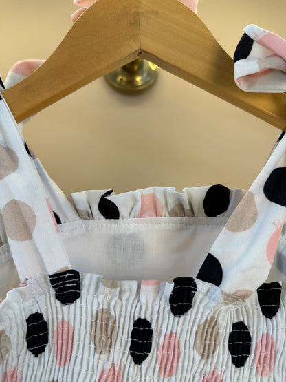 Vestido Infantil Algodão Com Babados e Poá Colorido
