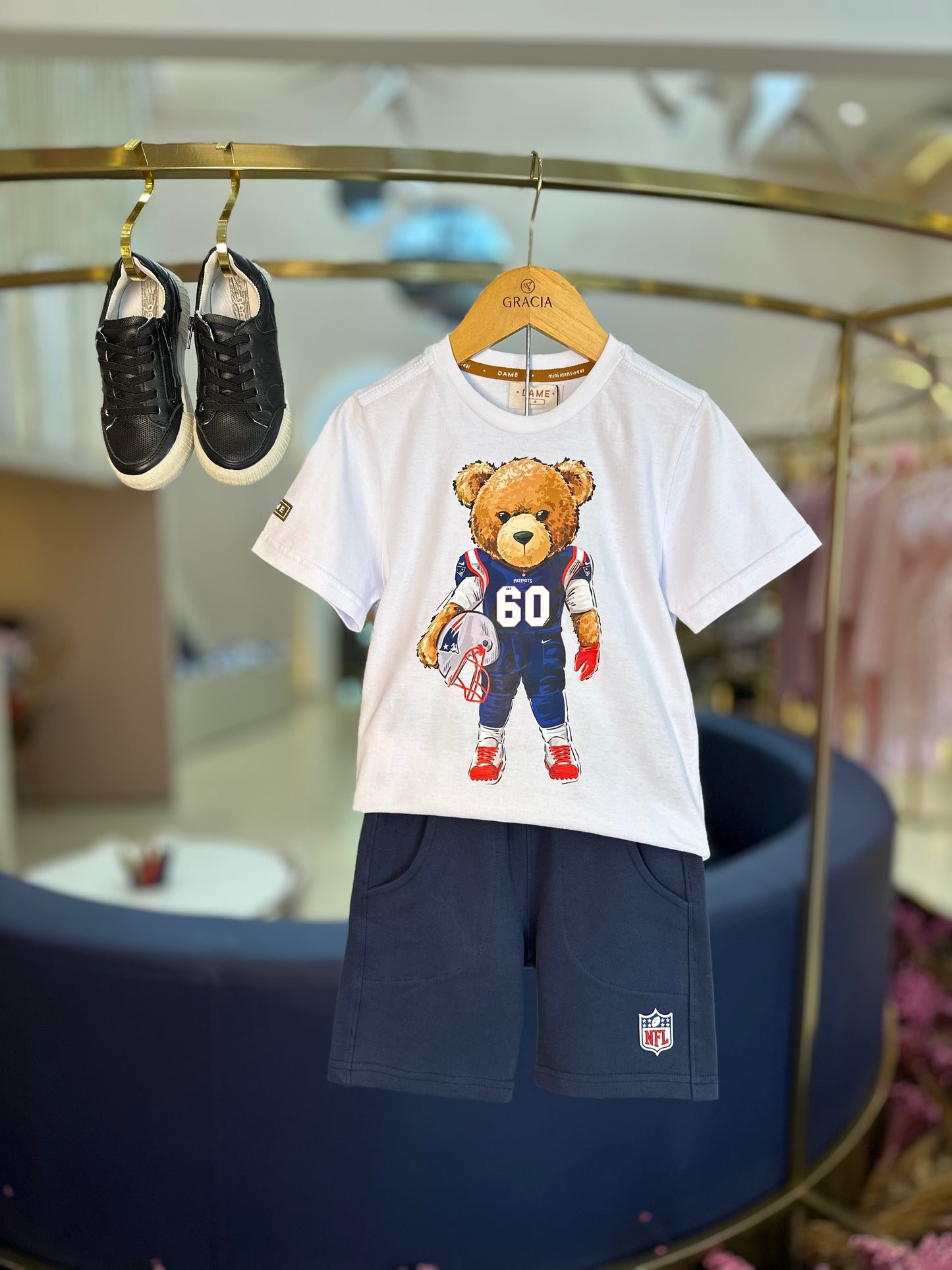 Bermuda Infantil Futebol NFL Patriots Marinho - Dame