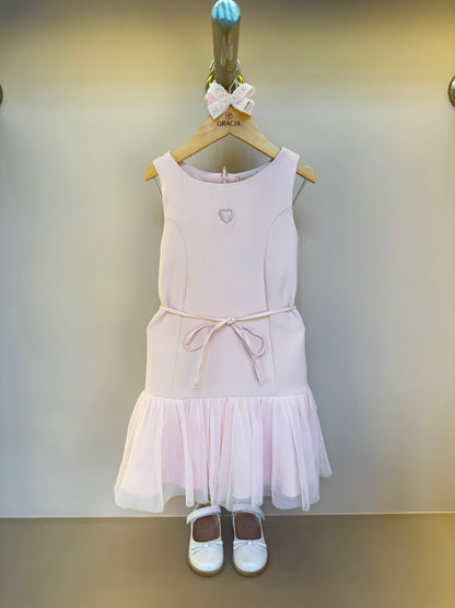 Vestido Infantil Afaiataria com Laço e Tule - Petit Cherie