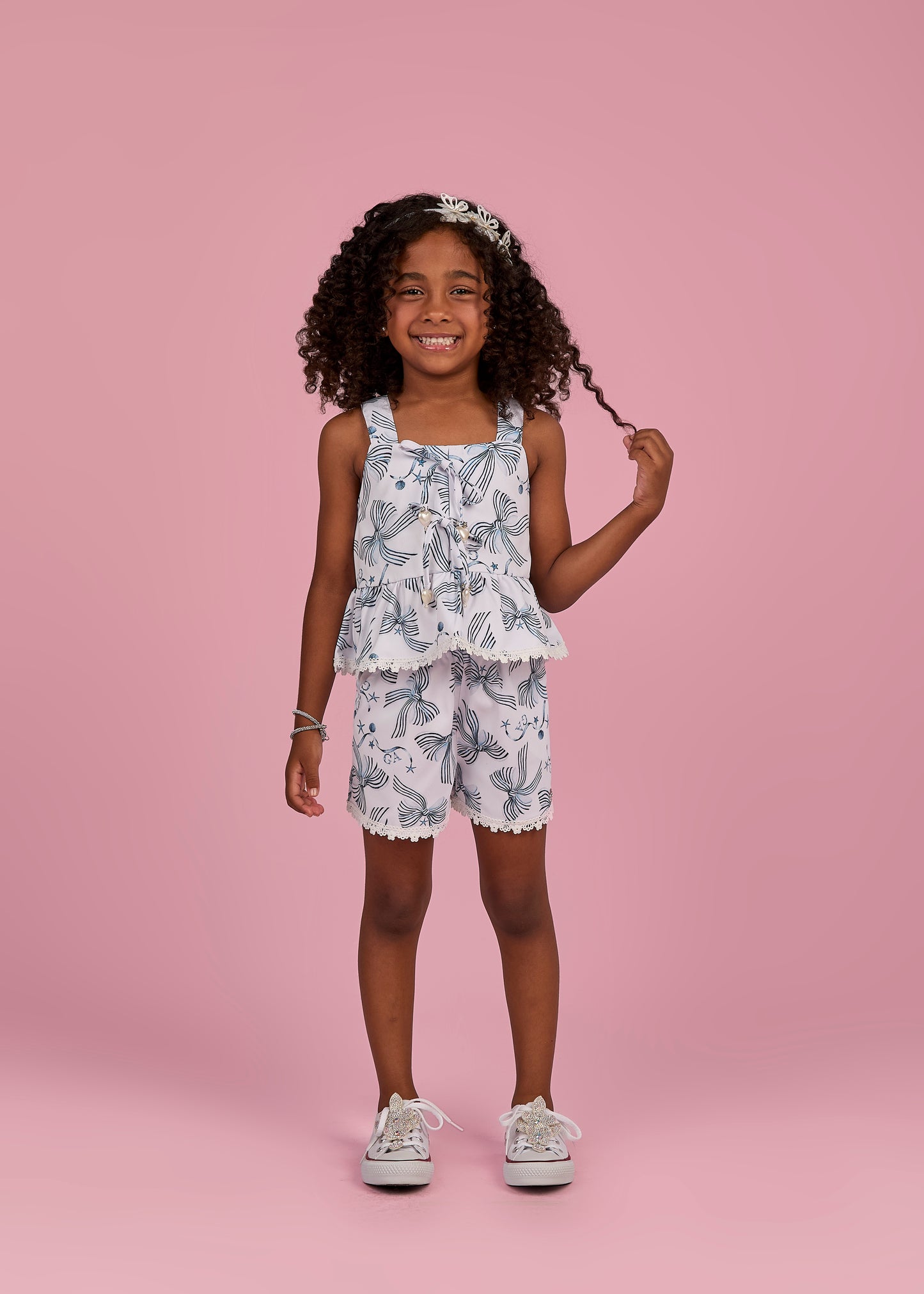 Conjunto Infantil Bata Estampada Sonho a Beira Mar e Shorts Sonho a Beira Mar - Gabriela Aquarela