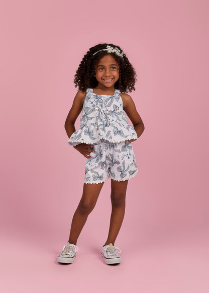 Conjunto Infantil Bata Estampada Sonho a Beira Mar e Shorts Sonho a Beira Mar - Gabriela Aquarela