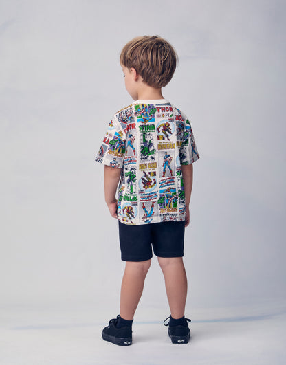 Conjunto Infantil T-Shirt e Bermuda Marvel Heroes