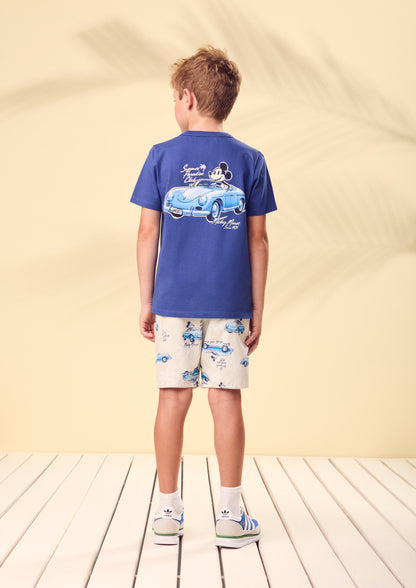 Conjunto Infantil T - Shirt Mickey Mouse e Bermuda Estampa Carros Clássicos - Youccie
