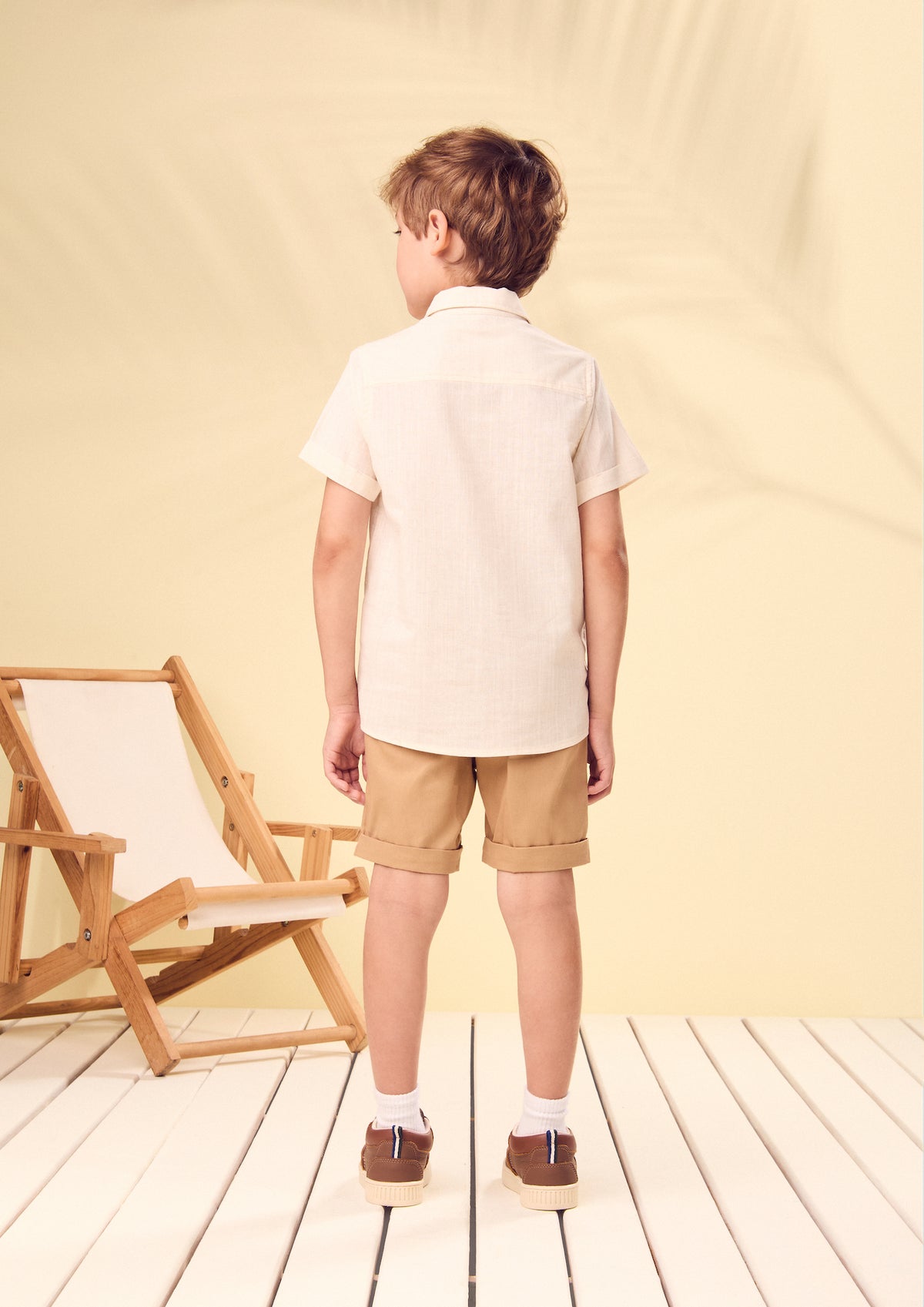 Conjunto Infantil Camisa Manga Curta e Bermuda Off White - Youccie