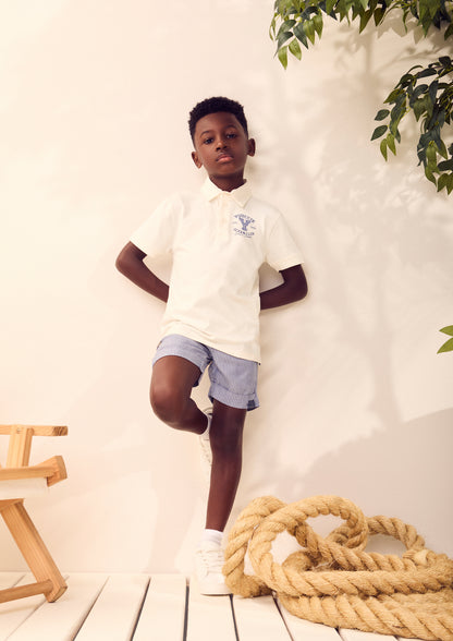Conjunto Infantil Polo Gola Clássica e Bermuda Listrada