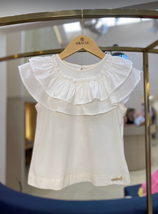 Blusa pérola com babados Animê