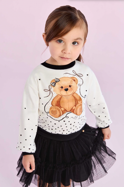 Conjunto Infantil Blusa e Saia Cute Bear P&B - Petit Cherie PRÉ-VENDA