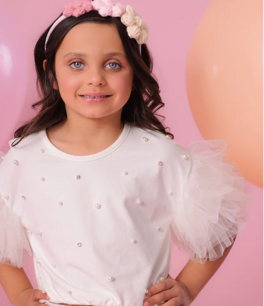 Conjunto Infantil Blusa Babados e Saia-Shorts Pregas - Pituchinhus PRÉ-VENDA