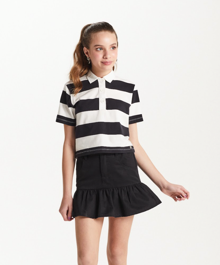 Conjunto Teen Blusa Gola Polo e Saia Balonê  - Two In