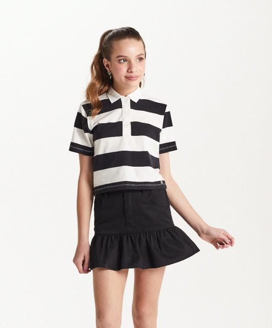 Conjunto Teen Blusa Gola Polo e Saia Balonê  - Two In PRÉ-VENDA