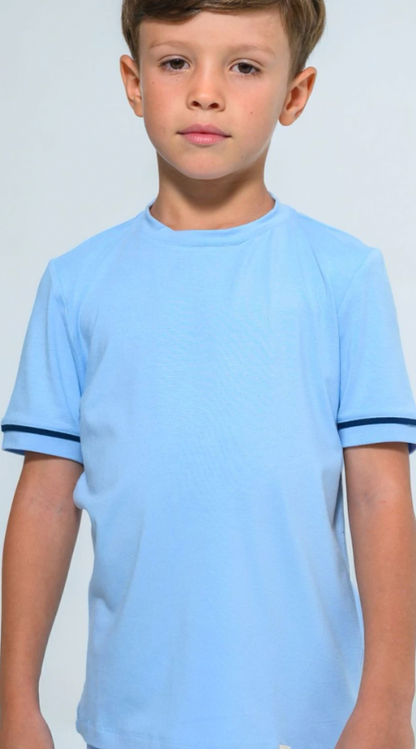 Pijama Infantil Le Basique Blusa MC e Shorts Azul Celeste - Conforteca