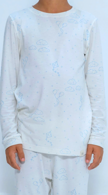 Pijama Infantil Comfy Blusa ML e Calça Sky Off White - Conforteca