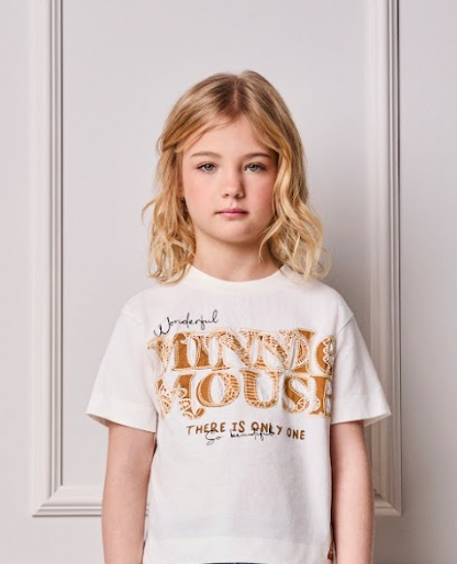 Conjunto Infantil Blusa Minnie Paisley Dourada e Calça Sarja Animal Print - Animê PRÉ-VENDA