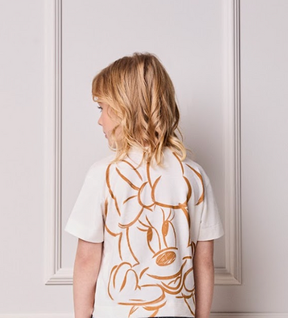 Conjunto Infantil Blusa Minnie Paisley Dourada e Calça Sarja Animal Print - Animê PRÉ-VENDA