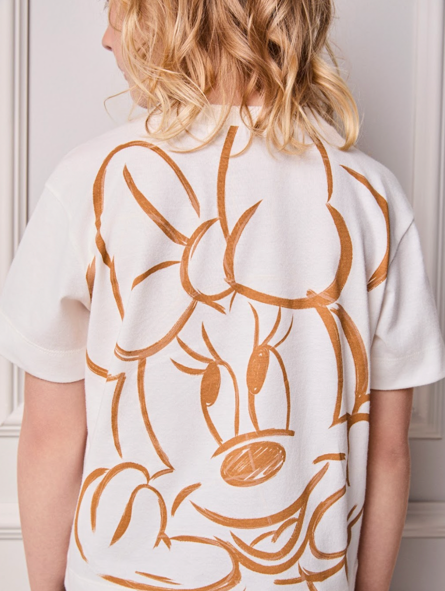 Conjunto Infantil Blusa Minnie Paisley Dourada e Calça Sarja Animal Print - Animê PRÉ-VENDA