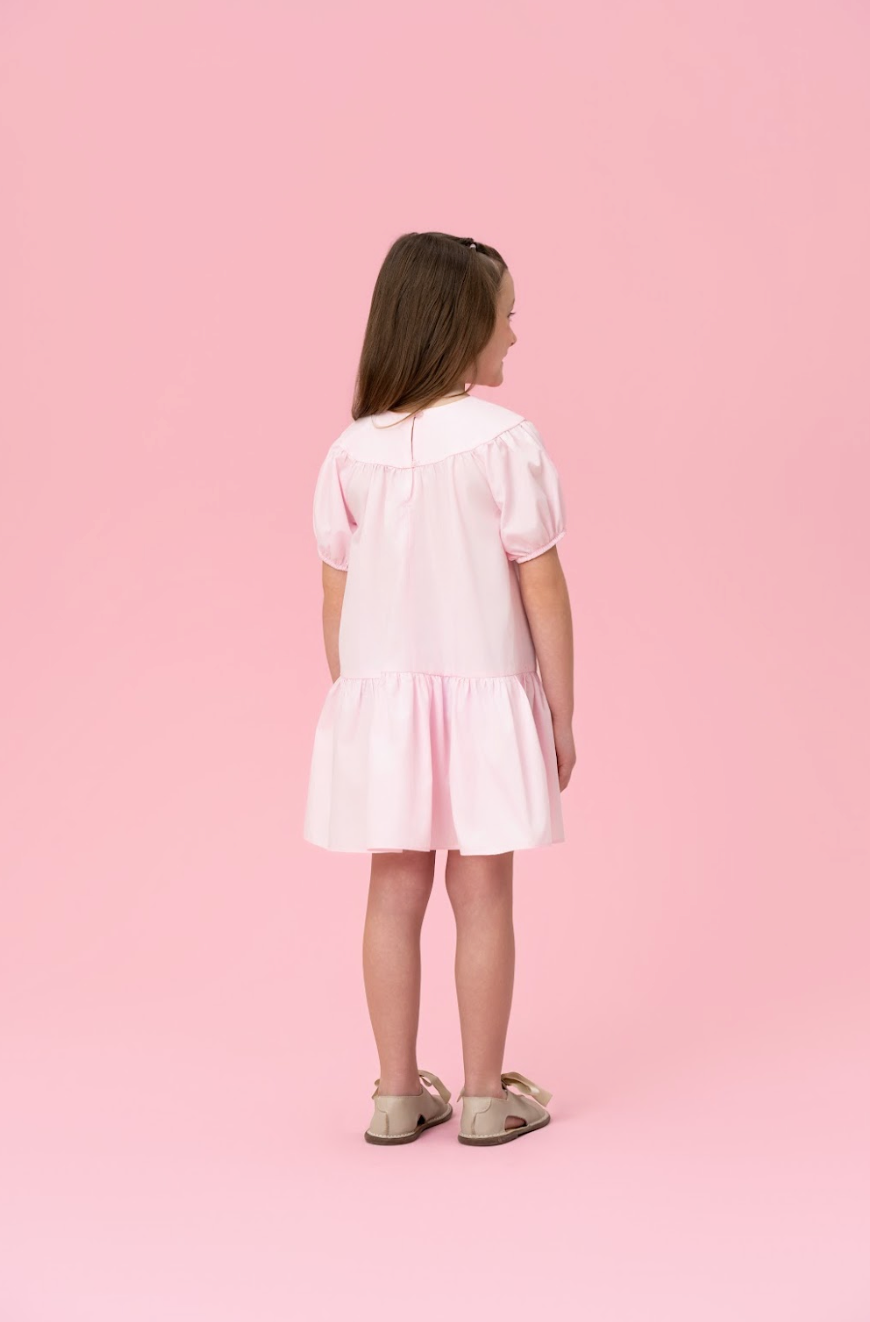 Vestido Infantil Gola Bordada Flores - Mon Sucre