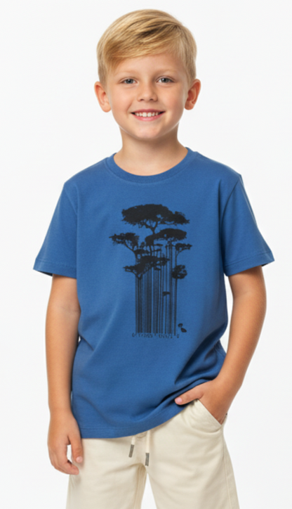 Camiseta Infantil Azul Royal Estampa Black - Dudes