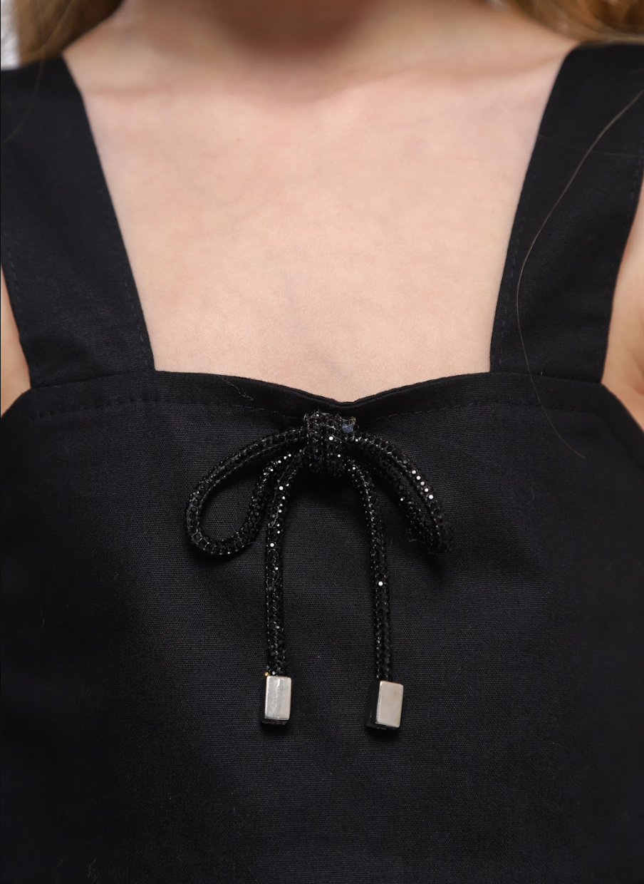 Conjunto Infantil Blusa Peplum Lacinho e Calça Sarja Animal Print P&B - Luluzinha