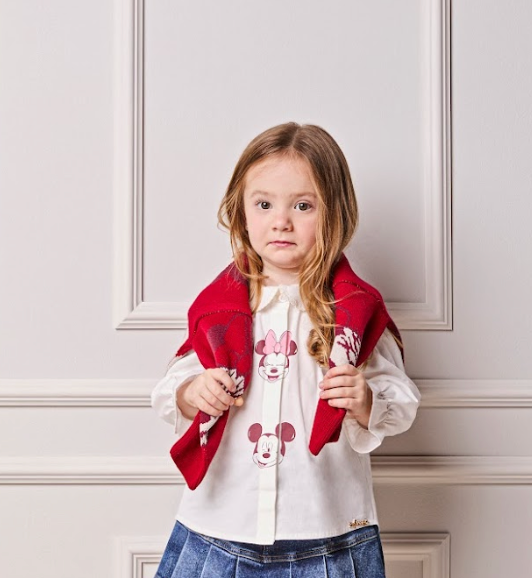 Conjunto infantil Camisa Minnie Off White e Calça Flare Jeans - Animê Petite