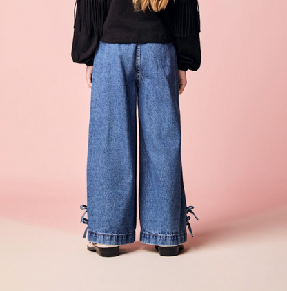 Calça Jeans Infantil Reta Laços Jeans - Momi