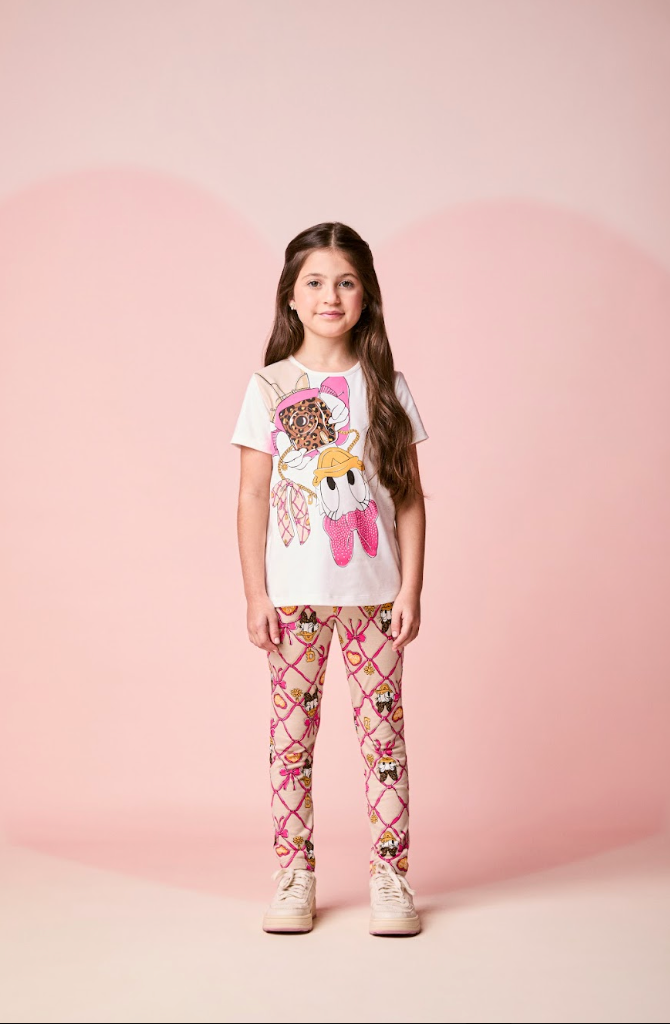 Conjunto Infantil Blusa MC e Legging Estampado Disney - Momi