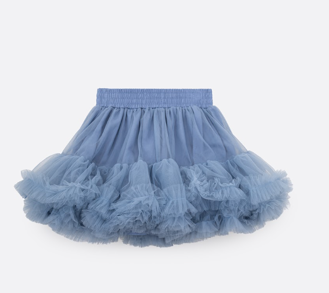 Saia Infantil Tule Babado Fru-Fru Azul Médio - Pituchinhus