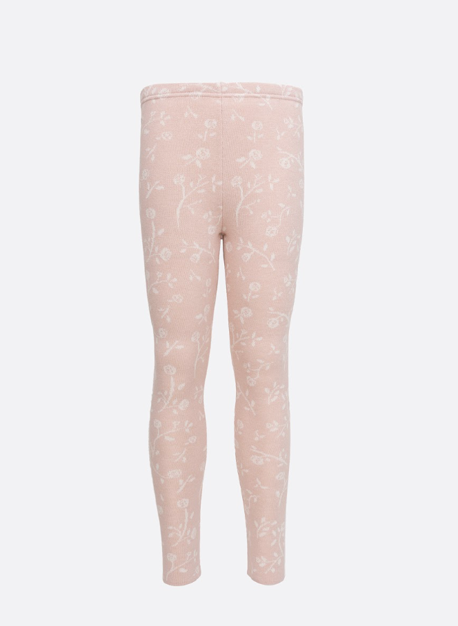 Legging Infantil Tricot Floral Rosa Mel - Pituchinhus