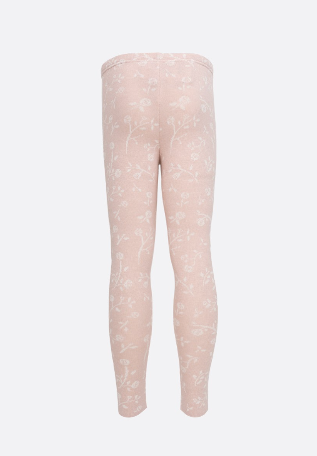 Legging Infantil Tricot Floral Rosa Mel - Pituchinhus