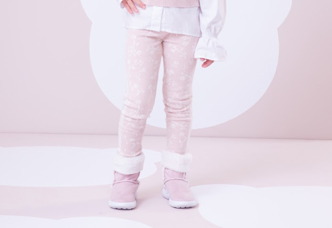 Legging Infantil Tricot Floral Rosa Mel - Pituchinhus