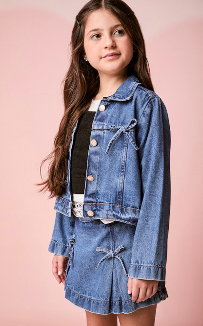 Jaqueta Infantil Jeans com Laços - Momi