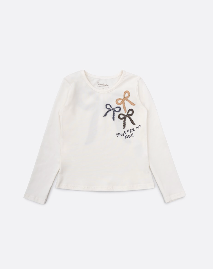 Conjunto Infantil Blusa Off White Laços Bows Are My Fav e Legging Tricot Xadrez Azul - Pituchinhus