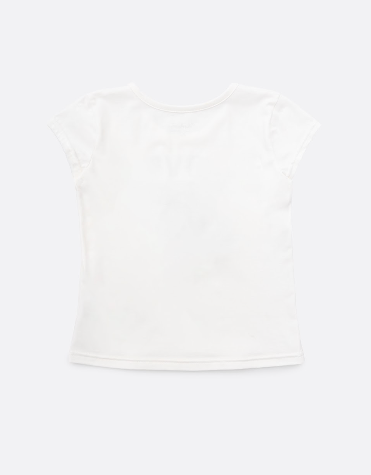 Conjunto Infantil Blusa Off White Love Tule e Legging Tricot Xadrez Azul - Pituchinhus