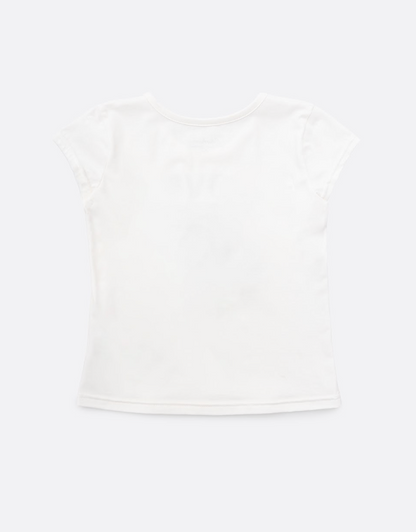 Conjunto Infantil Blusa Off White Love Tule e Legging Tricot Xadrez Azul - Pituchinhus