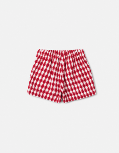 Shorts-saia Infantil Conceito Tweed Xadrez Vermelho - Animê