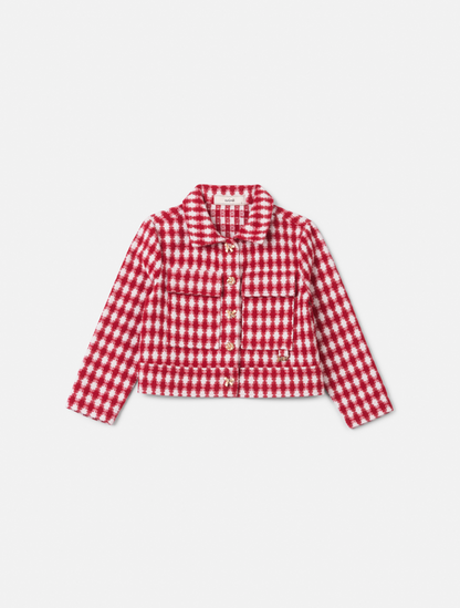 Casaco Infantil Conceito Tweed Xadrez Vermelho - Animê